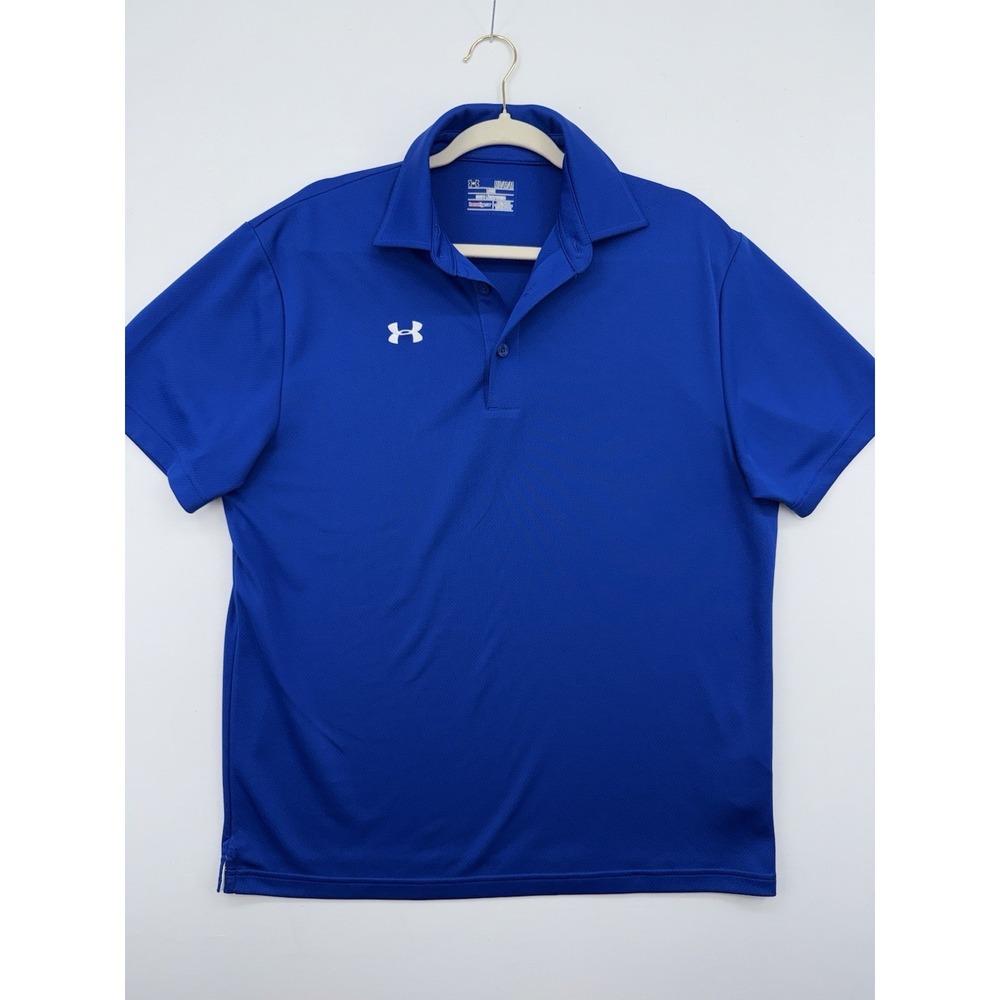 Men's Under Armour UA Golf Performance Polo Shirt Royal Blue SS Loose Fit Medium